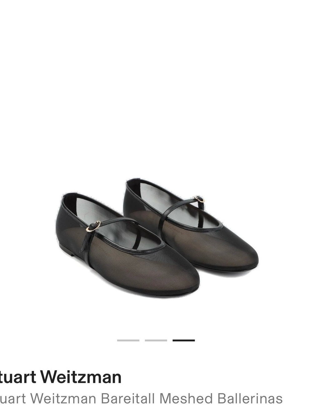 Stuart Weitzman Black Mesh Mary Jane Flats